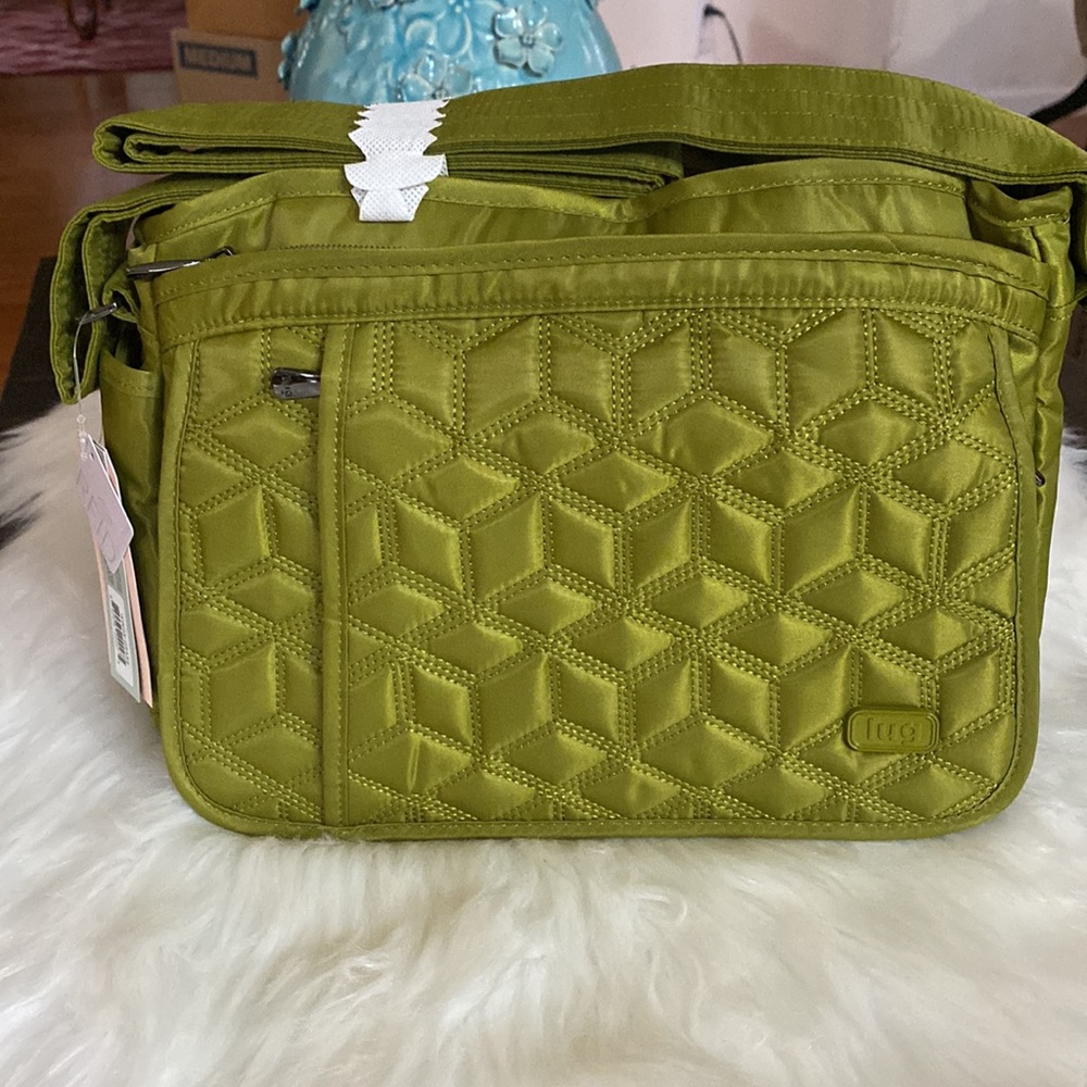 Lug,  Wings Quilted Flap Crossbody RFID Bag Travel Organizer Lime Green